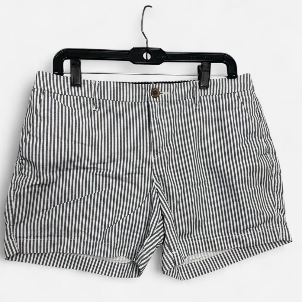 Old Navy Everyday Short Blue-Grey White Stripe Cotton Sz 8 Preppy Summer Coastal